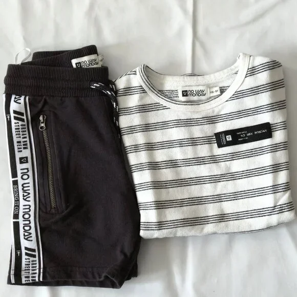 No Way Monday Kids Jogger Set | Beige & Black | Size 5Y | Unisex - Picture 1 of 15